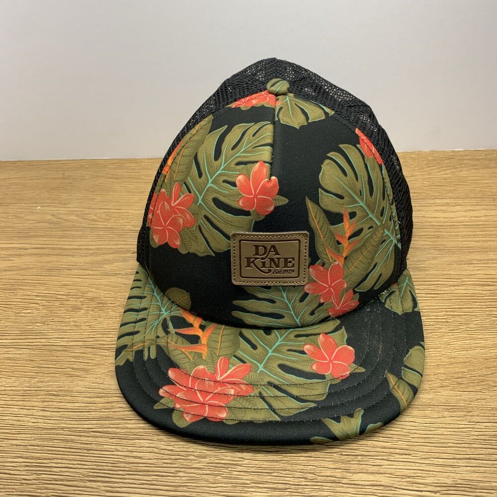 Dakine Mens Tropical Floral Trucker Hat Black Mesh Snapback Cap